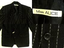 ☆ミス　アリス【Miss ALICE】ウールジャケット 黒 ストライプ9Y3_画像2