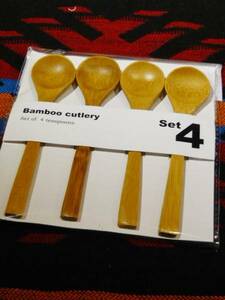 Bamboo cutlery spoon 4p set 