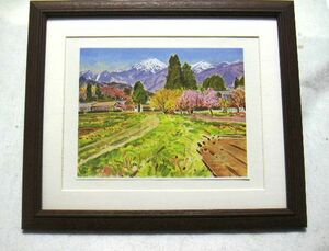 Art hand Auction ◆Hiroshi Arakawa Spring in Azumino-Offset-Reproduktion, Holzrahmen inklusive, Sofortkauf◆, Malerei, Ölgemälde, Natur, Landschaftsmalerei