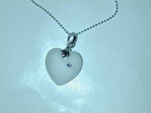 Art hand Auction Handmade vintage crystal glass & SV925 rhinestone heart pendant, brand new, Handmade, Accessories (for women), necklace, pendant, choker