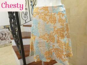 美品　Chesty（チェスティ）スカート　水色×オレンジ　0