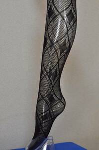 [ free shipping ] girl pattern bread -stroke .. tights! black / black I