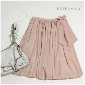 do!family ドゥファミリィ . 裾レース シフォン ギャザー スカート リボン ピンク 送料無料