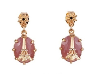 * France Rene Raid earrings eferu. new goods N2enduLes Nereides Stone beads Gold Paris popular brand Brown 
