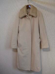 INED( Ined ) beige rabbit fur attaching Anne gola. coat (USED)101413MP