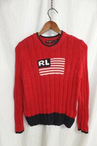 ** бесплатная доставка **Ralph Lauren* звезда статья флаг рисунок свитер *M размер * красный *z20