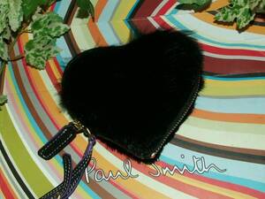 *970* new goods regular / Paul Smith / rabbit fur / Heart case black regular price 12100 jpy 