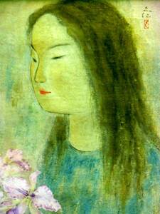 Art hand Auction Hisahito Fuyuki Women and Flowers F4 Paperback Japanese Painting/Tomo of the Japan Art Academy/Masaku, painting, Japanese painting, person, Bodhisattva