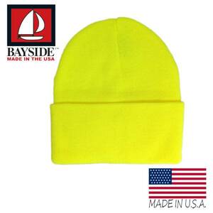  new goods BAY SIDE USA made knit cap neon color fluorescence yellow yellow MADE IN USA watch cap America made 