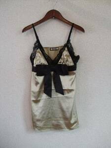 SWORD FISH Gold × black lace ribbon Cami tunic 100312