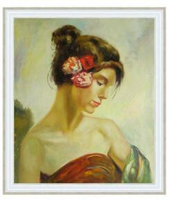 Art hand Auction Retrato al óleo ``Mujer hacia abajo'' No. F12 (50x60cm), cuadro, pintura al óleo, retrato