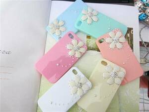 新品 ★ ２枚Set/iPhone4/4S用 3D可愛い花デコレーションケース　2色＊超買得