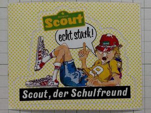 古い 外国のステッカー：SCOUT 少年 広告 ビンテージ 雑貨 車 +Eb