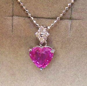 [ Heart ]K18WG: прекрасное качество [ рубин ]1.36c* diamond 0.08c45cm свободный : потребительский налог & включая доставку 