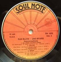 ◆ RAN BLAKE - JAKI BYARD / Improvisations ◆ Soul Note SN-1022 (Italy) ◆ V_画像3