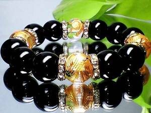  feng shui gold carving four god . high class natural crystal black ..14 millimeter 