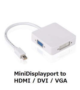 【E0044】MiniDisplayport を HDMI / DVI / VGA に変換　mini DP 変換アダプタ 3 in 1