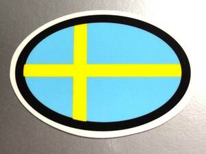 co●スウェーデン国旗オーバルステッカー Sサイズ●北欧 ヨーロッパ 国旗 スエーデン 楕円 かわいい 雑貨 防水 屋外耐候耐水 シール EU