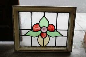 3S-141 antique stained glass / floral print / marble glass / long Dell England / Britain 