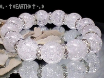 クラック水晶&銀色波形ロンデル 数珠 14ミリ天然石 S~Lサイズ　送料無料　匿名発送_画像1