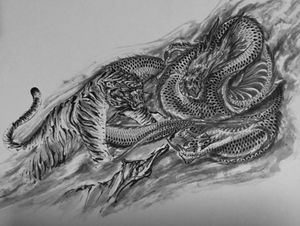  water ink picture * dragon .