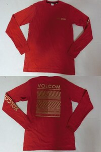 USA購入◆VOLCOM◆左腕ロゴ バックプリントありロングT US S RED