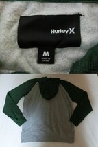 USA購入【hurley】ロゴプリントプルオーバーパーカーUS M 灰x緑_画像3