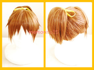 tea Brown heat-resisting ponytail wig K-On! flat .. costume play clothes set settled .. up cosplay flat ..