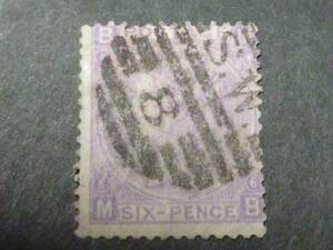 №88　イギリス 切手　1867年　SC#50　6p　PL6.　SC評価 $85