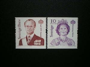 スウェーデン王国発行 スウェーデン国王カール１６世グスタフと王妃シルヴィア切手 ２種完 ＮＨ 未使用