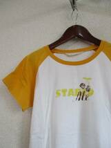 gf白×黄色プリントラグランTシャツ（USED）62316②_画像2