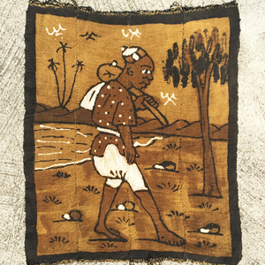 アフリカマリ共和国泥染めボゴラン絵布人物画(M)No.1タペストリー絵画染め布 タペストリ、壁掛け,タペストリ,その他