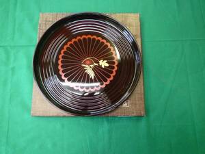 [736] circle tray black compound lacquer ware unused goods 