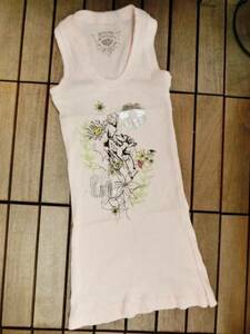  Disney kchu-ru pretty Bambi pattern tank top S size pink 