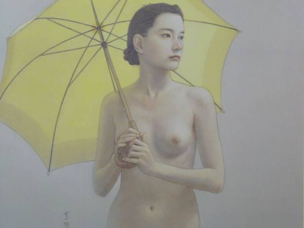 高塚 省吾, 美人画, 傘, 希少画集作品より, 新品額付, 絵画, 油彩, 人物画