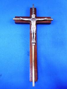 アンティーク木製クロス*十字架オブジェキリストINRI