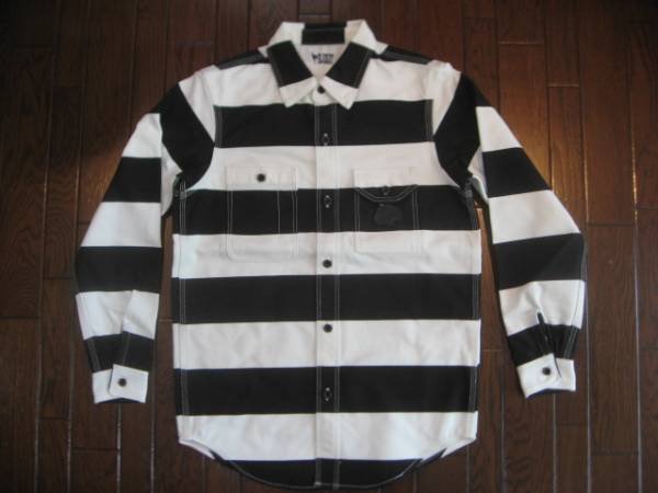80s ビンテージプリズナー　prisoner 囚人服　黒ボーダーシャツ２ 80s ビンテージプリズナー prisoner 囚人服 黒ボーダーシャツ2