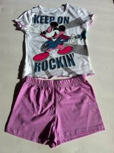 ☆ディズニー☆ミッキーお得なラメ入り上下セット 10-12T