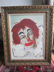 Art hand Auction Rare! Clown de grande taille 70's American antique clown peinture vintage / 50's British Nordic USA étude intérieur de meubles industriels, Peinture, Peinture à l'huile, Portraits