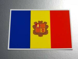 1■_アンドラ公国国旗ステッカー Sサイズ 5x7.5cm 1枚即買■Andorra Flag sticker decal ヨーロッパ 高耐久耐水シール 即買 EU(1