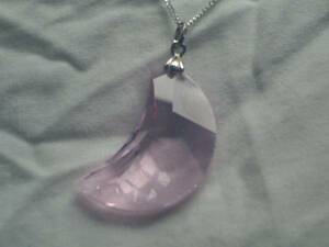 Art hand Auction ★Handmade crystal glass SV925 moon pendant pink new★, handmade, Accessories (for women), necklace, pendant, choker