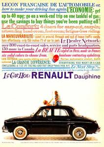 *1959 year. automobile advertisement Renault do- fins 2 RENAULT DAUPHINE