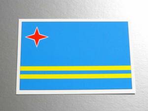1■_アルバ国旗ステッカー Sサイズ 5x7.5cm 1枚即買■Aruba Flag sticker decal 南米 耐水シール SA