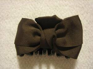 * ribbon attaching hair clip Brown * hair accessory barrette 