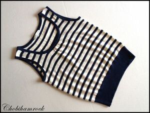eni.famanyFAM no sleeve knitted border 2 navy blue white lame 