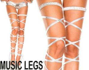 A18)MusicLegs metallic leg strap ML34002 silver dance costume B series 