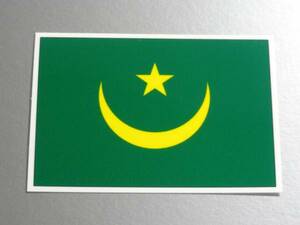 1■_モーリタニア国旗ステッカー Sサイズ 5x7.5cm 1枚即買■Mauritania Flag sticker 耐水シール AF