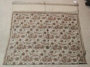 インド　ウールスカーフ　刺繍で花模様　カシミア地方　1890年代