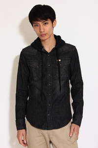 新品未使用 AKM×Wrangler rodeo hooded shirt ブラック