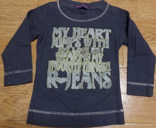 美品ロニィRONI　JEANS長袖Tシャツ90XSチャコールグレーラメロゴ